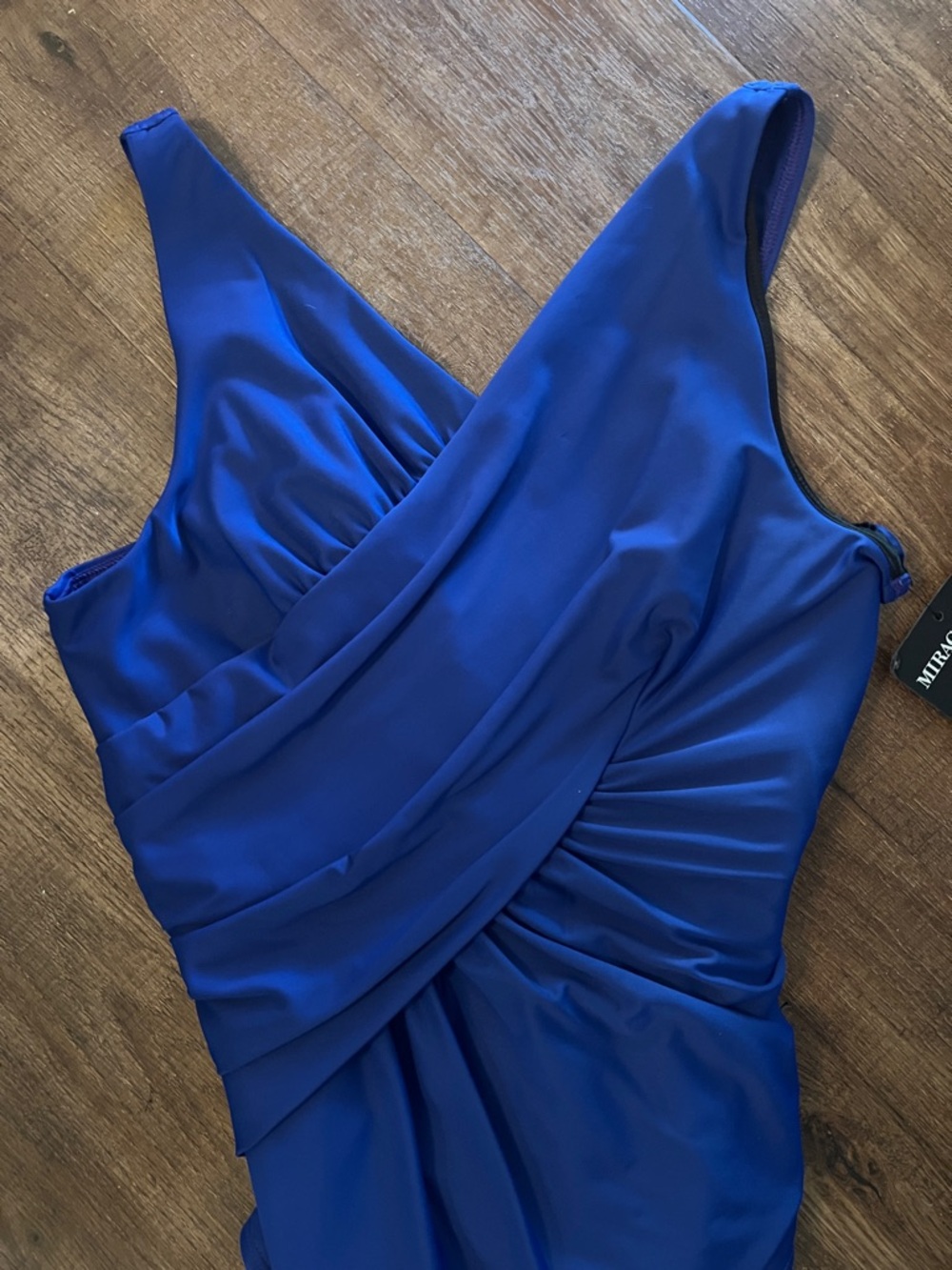 Miraclesuit Tulia Azul Blue One Piece Swimsuit Ruched Tummy Control NWT Size 14 - Picture 4 of 13